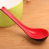 Cuillères 2pcs / Set Rouge Noir Couleur Accueil Couverts Japonais Bol en plastique Soupe Porridge Cuillère