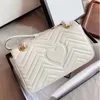 Luxe designer dameshandtas Klassieke Marmont lederen schoudertassen Crossbody tas Mode Metallic tag Vrouwelijke Dupe Designer Mini luxe tassen met doos