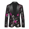 Herrdräkter blazers mäns kostym jacka bröllopsfest blommor broderad klänning kappa mode smala blazers röd grön blå m-6xl tuxedo 231110