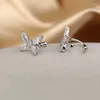 Backs Earrings 1Pcs Gold Color Zircon Butterfly Ear Clip Female Luxury Shiny Crystal Non-Piercing Fake Cartilage Cuff Jewelry Gifts