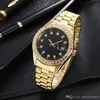 relogio masculino diamond mens watch fashion Black Dial Calendar gold Bracelet Folding Clasp Master RMale 2021 gifts couples317r