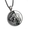 Pendant Necklaces Vintage Viking Wolf Medallion Round Necklace For Men Metal Head Swallow Chain Fans Cosplay Jewelry Gifts