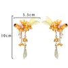 Hårtillbehör Vintage Flower Clips for Girls Decor Yellow Alloy Headwear Chinese Hanfu Cosplay Costume