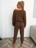 Women's Two Piece Pants Yissang Drop Shoulder Sweater & Drawstring Waist Knit