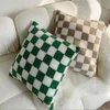 Dekorativ kudde Lamb Cashmere Chessboard Cushion Cover Soft Plush Retro Plaid Pillow Case Home Decor Chair Soffa Bedow Cover GC2025