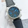 BR luxury men's all steel mechanical watch sapphire glass band calendar function top quality leather strap