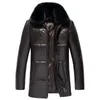 Leer Leer Faux Echte jas Men Winter Down Sheepskin Coat kraag Chaqueta Cuero Hombre 81S18001 YY264