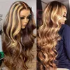 Hair Wigs Hoogtepunt Pruik Menselijk Haar 13x4 Kant Frontale Gekleurde En Voor Vrouwen 32 Inch Honey Blonde Body Wave Lace Front 230412