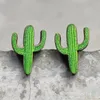 Brincos de garanhão Cute Mini Cactus Cactus Animal Ocidental para Mulheres Cowgirl Wood Vaca Jóias de Baot Jóias por atacado