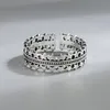 Pierścienie klastra Kofsac modny retro srebrny pierścień kolorowy dla kobiet mężczyzn biżuteria palcem dwa rzędy gwiazd Lady punk styl akcesoria