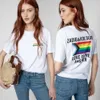 23SUMMER 여자 티셔츠 Zadig Voltaire Rainbow 점진적 셔츠 색상 알파벳 인쇄 여자 짧은 슬리브 티셔츠 뒤에 큰 깃발