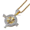 Pendant Necklaces Nautical Compass Necklace For Mens Hiphop Jewelry Gold Sier Plated Fashion Women Hip Hop Drop Delivery Pend Dhgarden Otvhe