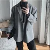 Men's Suits Casual Blazers Jacket Men Hanging Chain Korean Version Of The Trend Loose Stripe Turned White Sleeve Design Sense 2023