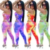 Jumpsuits femeninos Rompers Zoctuo Tie Dye Print Sexy for Women Hollow Out Club Playsuit 2021 Fashion One Housing Supsuit C268G