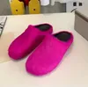 Fashion Fur Slippers Women Round Toe Horse Hair Slides Female Mohair Black Rose Red Green Mules Shoes Flat Half Slipper Woman Casual plush shoes 06