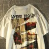 Herr t-shirts amerikanska retro mode rose spaper kortärmade t-shirt män och kvinnor lös design europeisk stil halva ärm 230412