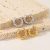 Hoop Earrings 18K Gold-Plated Stainless Steel Trendy Vintage Gold Color Geometric Irregular Hammered For Women