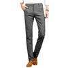 Men's Pants Spring Autumn 2023 England Plaid Work Stretch Men's Business Fashion Slim Grey Blue Casual Trousers
