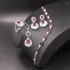 Halsbandörhängen Set Luxury Crystal CZ Zircon Bridal Wedding Women Exquisite Teardrop Cubic Zirconia Rings Jewellry