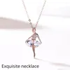 Catene Vero oro 18k Collana di ballerini di danza classica per le donne Argento sterling 925 Coppia pendenti Gioielli Fidanzate Regali all'ingrosso