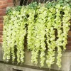 White Wisteria Artificial Flower Garland Hanging Vines Artificial Plant Fake Wisteria Silk Flowers String For Wedding Home Decor