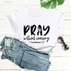 Kvinnors T -skjortor Christian Tee Top Women Tshirt ber utan att upphöra med sommaren tro kort ärm Jesus skjorta