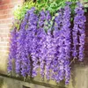 White Wisteria Artificial Flower Garland Hanging Vines Artificial Plant Fake Wisteria Silk Flowers String For Wedding Home Decor