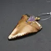 Pendant Necklaces Bull Bone With Amethyst Punk Style Triangle OX Charms For Jewelry Making DIY Necklace Accessories Size 38x55mm