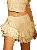 Shorts Femmes Femmes Kawaii Mignon Blanc Volant Taille Élastique Couche De Dentelle Booty Sous-Vêtements Sexy Noir Frilly Lolita Bloomers