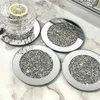 Mats & Pads 4 Pcs Simple Pad Glass Mirrored 4x4inch Crushed Diamond Cup Mat Tabletop Decor For Restaurant Kitchen Bar Dining Table216p