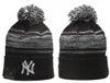 Yankees Beanies New York Beanie Cap Laine Chaud Sport Tricot Chapeau Baseball Équipe Nord-Américaine Rayé Sideline USA College Cuffed Pom Chapeaux Hommes Femmes a7