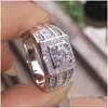 Con piedras laterales Anillos para hombre Moda Sier Anillo de compromiso de piedras preciosas para mujeres Simated Diamond Jewelry Drop Entrega Dhgarden Otfox