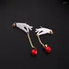 Stud Earrings Fashion Individualized Temperament Simple And Versatile Designer Enamel Color Handmade Craft Long Tassel