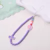 Braccialetti con ciondoli Bowknot Catena per telefono d'amore Cinturini da polso anti-smarrimento Fatti a mano in acrilico Boho Portachiavi con perline Cavo colorato per appendere sorriso universale