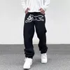 Baggy calças de brim dos homens impressão do cão streetwear hip hop calças y2k jeans roupas ropa em linha reta solta goth denim calças pantalones vaqueros