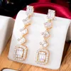 Studörhängen Siscathy Korean Fashion Long Geometry Square Zircon Pendant For Women Crystal Jewelry Hanging Accessories