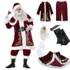 Dekoracje świąteczne 9pcs Velvet Deluxe Święty Mikołaj Ojciec Cosplay Kuit Costum
