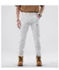 Jeans pour hommes élégant mâle blanc Trendyol Streetwear moto Patchwork empilé Denim pantalon adolescent pantalon