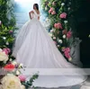 Organza-Hochzeitskleid 2023 Brautkleid A-Linie mit Perlenstickerei Applikationen von der Schulter Vestidos De Noiva Arabisch Dubai nach Maß