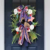 Articles de nouveauté Couronne florale de drapeau américain Jour commémoratif patriotique Guirlande de fleurs du 4 juillet avec étoile Décor de porte d'entrée Tissu du jour de l'indépendance Z0411