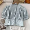 Women's Blouses & Shirts Shirt Woman For Women Fashion French Style Blusas Elegant Blouse Sweet Korean Crop Top Vetement Femme Dropship