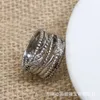 Clásico DY Anillo diseñador de joyas mejores accesorios de moda Popular Doble X Conjunto Circón Imitación Botón clásico Línea Cruz X Anillo DY Accesorios de joyería Alta calidad