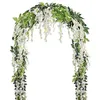 Decoratieve bloemen 2 stks 7ft/pc's kunstmatige wisteria wijnbloem slingers slinger rattan hangen voor buitenceremonie wit