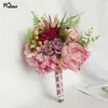 Flores de boda Meldel ramo de novia dama de honor ramo de suministros seda artificial rosa dalia champán decoración de fiesta