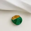 Cluster Rings Arrival Korean Style Green White Color Drip Oil Glaze Enamel Ring For Women Design Sense Elegant Party Jewelry Gifts