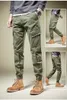 Men's Pants Elastic waist men's cargo pants jogging cotton pocket zippered men's pants denim Trousers summer black jeans tactics 230412