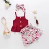 Ensembles de vêtements 3pcs été enfant en bas âge bébé filles coton tenues décontractées ensemble gilet sans manches hauts jupes courtes bandeau vêtements mignons