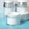 15 30 50g Bouteilles D'emballage Perle Blanc Acrylique Pot Airless Pot De Crème Cosmétique Ronde Pompe Cosmétique Pompe À Air Conteneur De Maquillage Pour Emballage Voyage