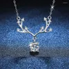 Hängen XL030 LEFEI Fashion Luxury 1Ct Classic Moissanite Diamond-Set Dingle Flower Deer Halsband Girls Women S925 Silver Party Jewelry