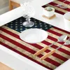 ROVA ITENS DE USA PLAGEMAT PLATEMAT Vintage Place Mats Non -Lip Fexileiro de linho Tapete de mesa Drink Coaster American Independence Day Decor Z0411